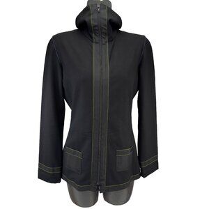 MARIE SAINT PIERRE Funnel Collar Designer Wool Sculptural Zip Black Jacket sz 4